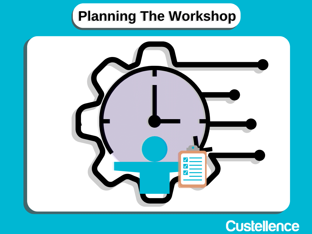 Planning the workshop is a critical stage to set you up for success. We'll answer a few common questions like who you should invite, how long should it should be, and how to get people engaged.